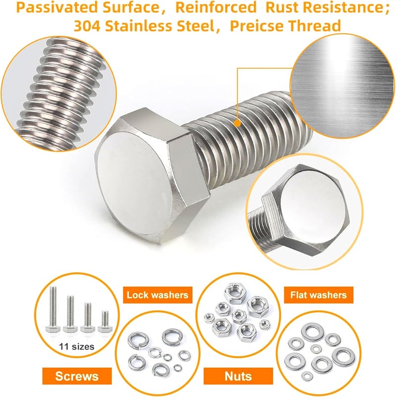 درافل طقم صواميل وبراغي من الفولاذ المقاوم للصدأ من دورافيل، مكون من 15 قطعة، مع مفتاح ربط مزدوج. - Image 4